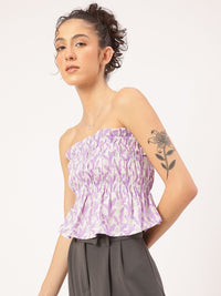 DressBerry Bloom Babe Smocked Floral Print Bandeau Top