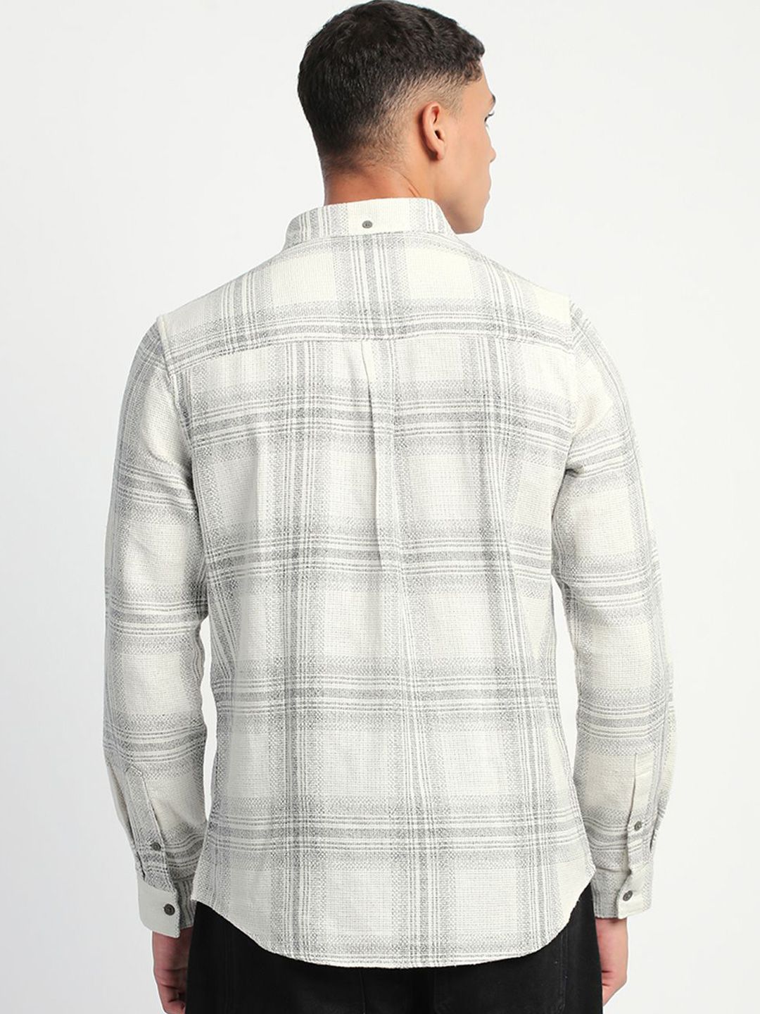 THE BEAR HOUSE Men Slim Fit Tartan Checks Button-Down Collar Opaque Casual Shirt