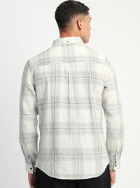 THE BEAR HOUSE Men Slim Fit Tartan Checks Button-Down Collar Opaque Casual Shirt
