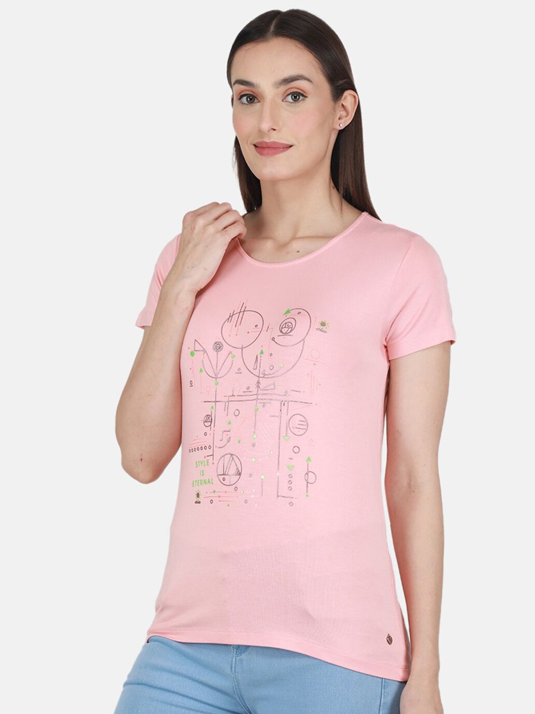 Monte Carlo Round Neck Print Top