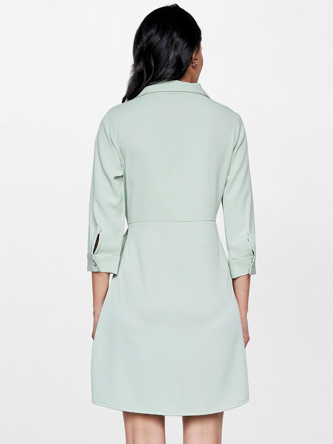 AND Lapel Collar Tie-Ups Wrap Mini Dress