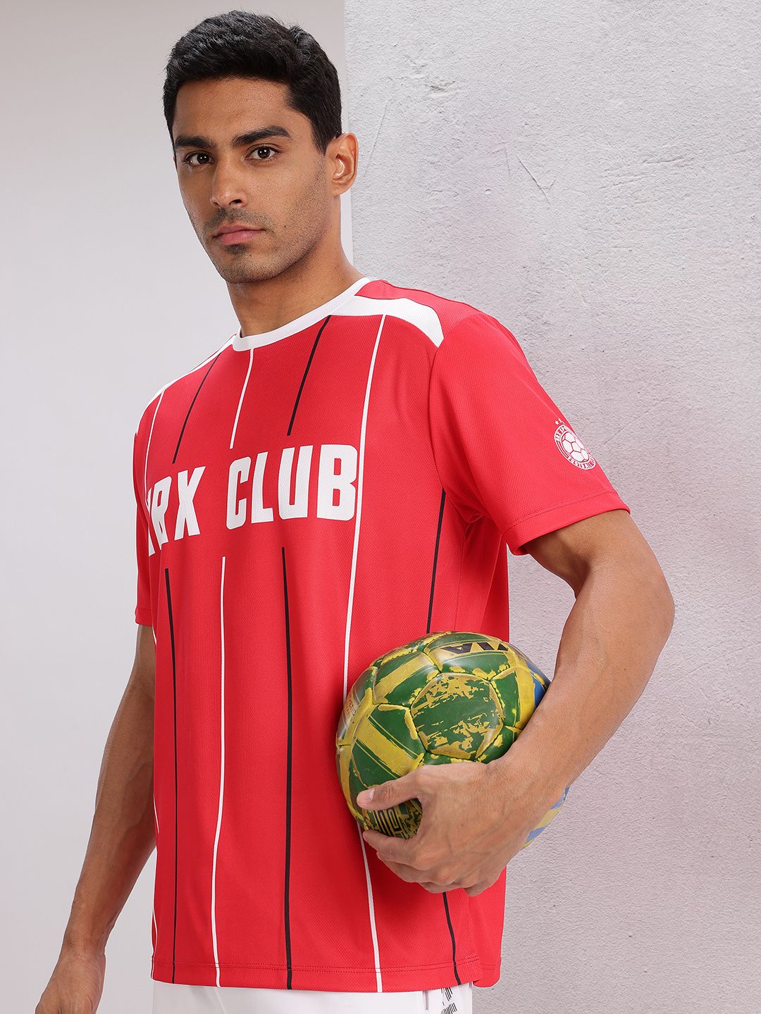 HRX by Hrithik Roshan Striped & Printed Football Jersey
