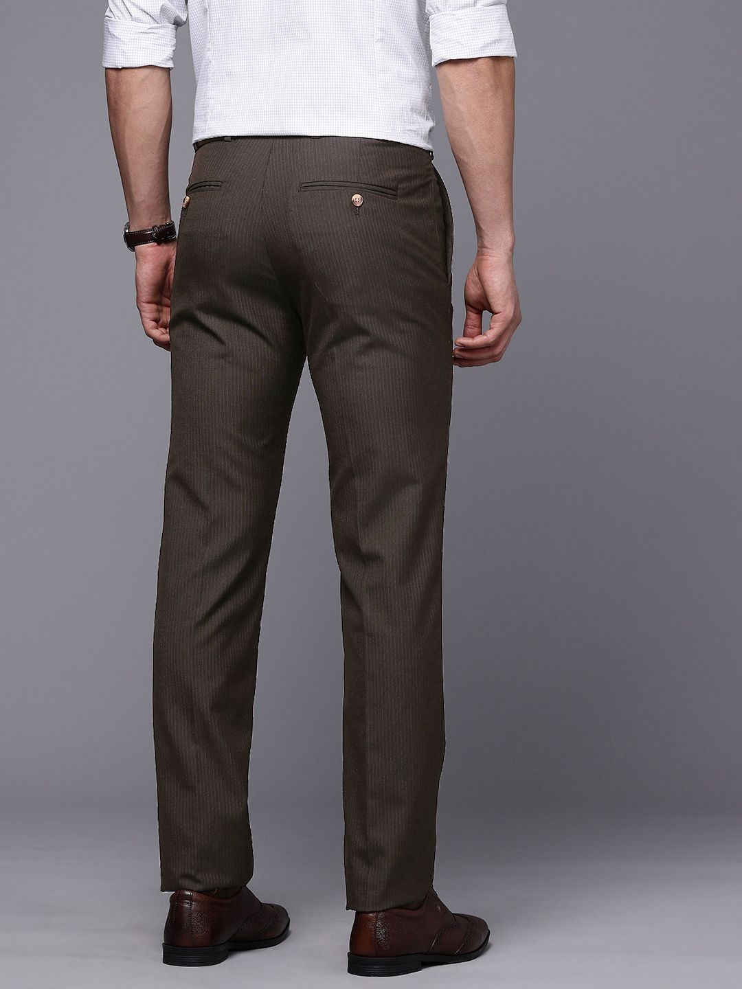 Raymond Men Striped Slim Fit Formal Trousers
