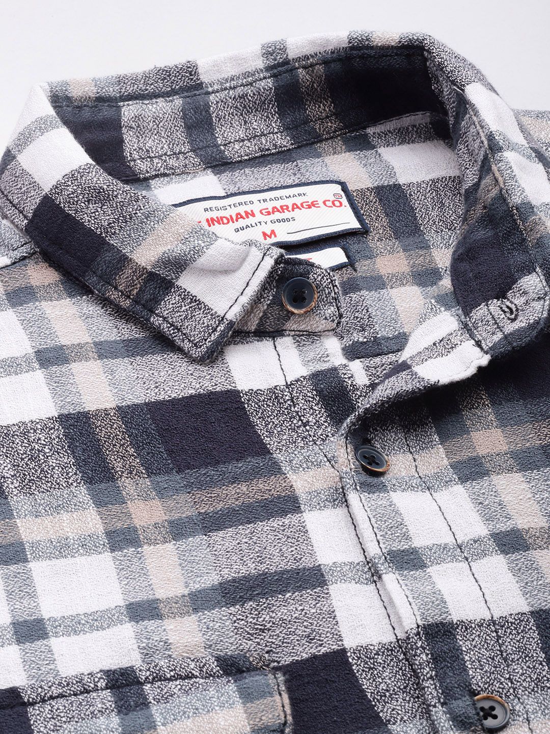 The Indian Garage Co Pure Cotton Slim Fit Checked Casual Shirt