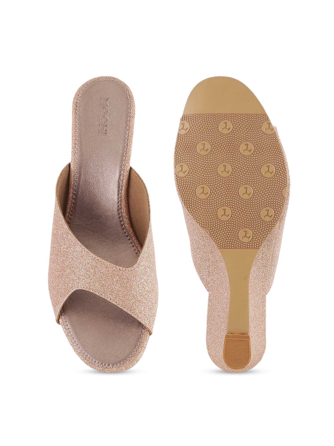 Mochi Women Gold-Toned Solid Sandals