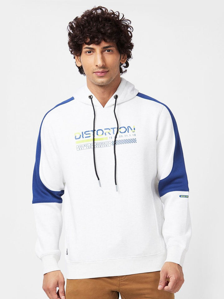 SPYKAR Typography Printed Cotton Hooded Pullover Sweatshirt