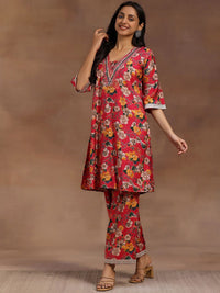 Libas Pink Floral Printed Tunic With Palazzo