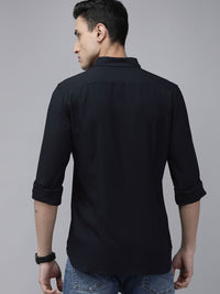 THE BEAR HOUSE Men Navy Blue Slim Fit Casual Shirt