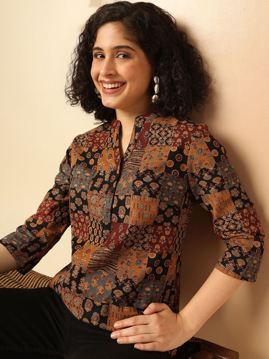 Anouk Ethnic Motifs Printed Straight Kurta