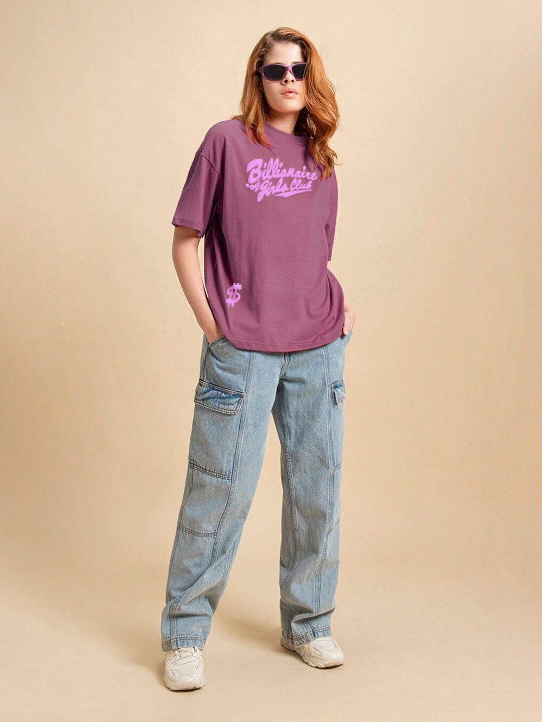 Bewakoof Graphic Printed Drop-Shoulder Sleeves Oversized Pure Cotton T-shirt