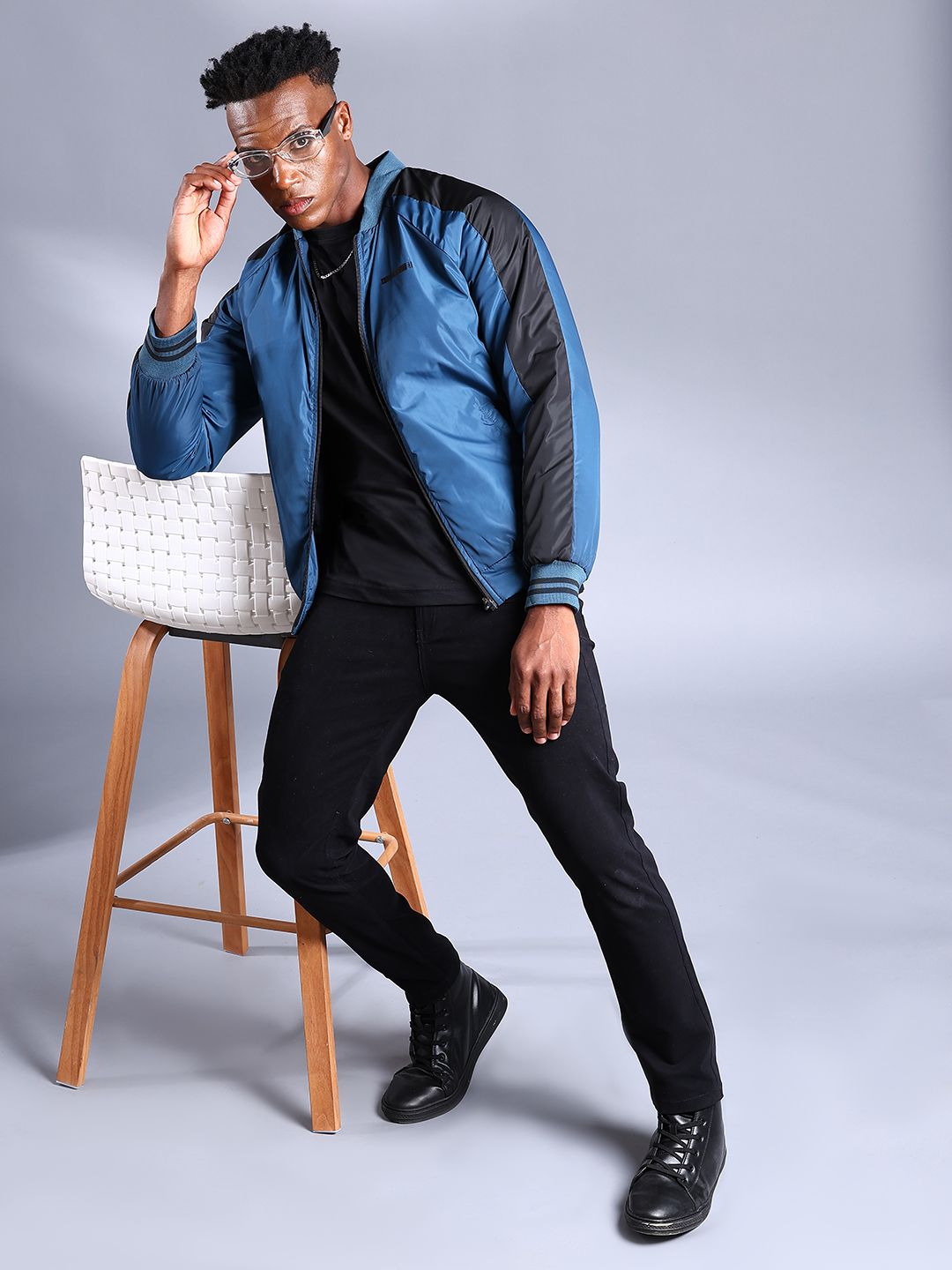 The Indian Garage Co Men Colourblock Slim Fit Bomber Jacket