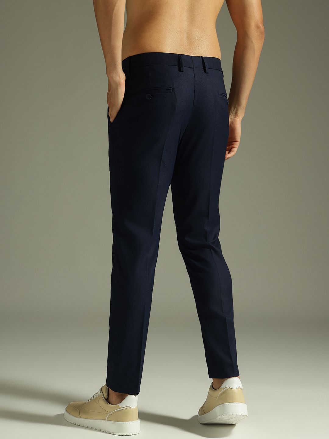 DENNISON Men Textured Smart Tapered Fit Trousers