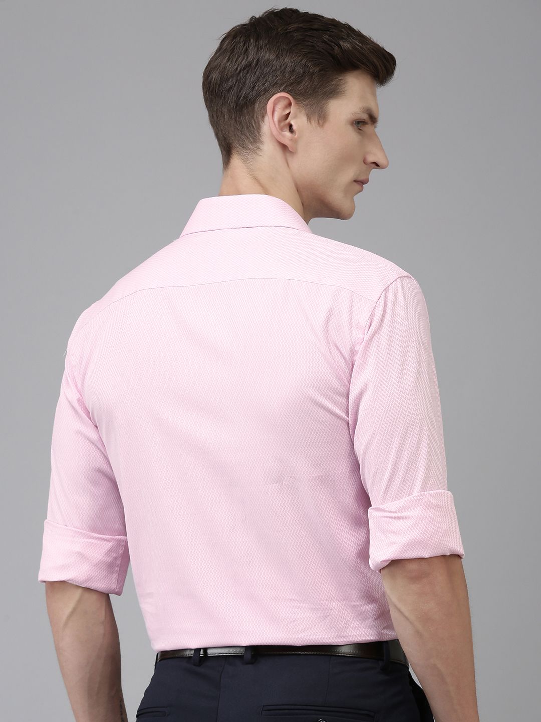 Park Avenue Pure Cotton Self Design Textured Slim Fit Opaque Formal Shirt