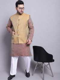 SOJANYA PLUS Woven Design Regular Silk Kurta with Pyjamas & Nehrujacket