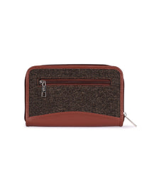 ZOUK Women Brown Solid Vegan Leather Zip Around Wallet