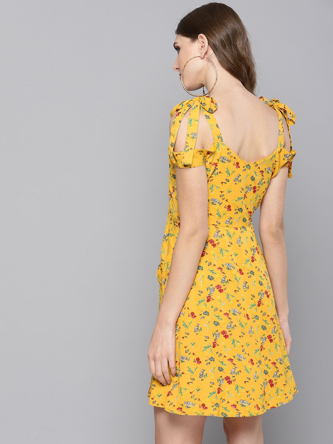 STREET 9 Women Yellow & Red Printed Fit & Flare Dress