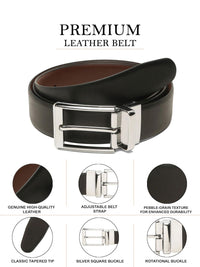 Teakwood Leathers Men Textured Leather Reversible Formal Belt