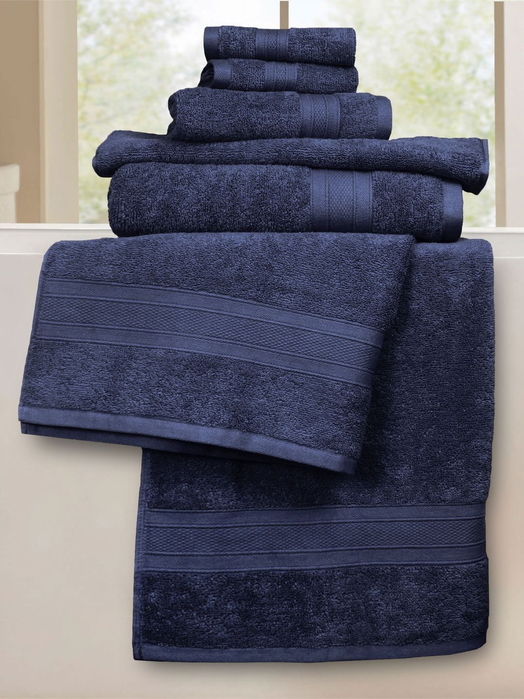 MYTRIDENT Soft Comfort Navy Blue 6 Pieces Pure Cotton 500 GSM Towel Set