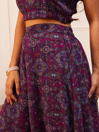 Quiero Floral Printed Round Neck Top dengan Palazzo