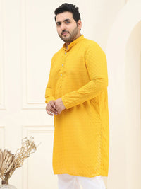 SOJANYA PLUS Floral Embroidered Mandarin Collar Pure Cotton Straight Kurta