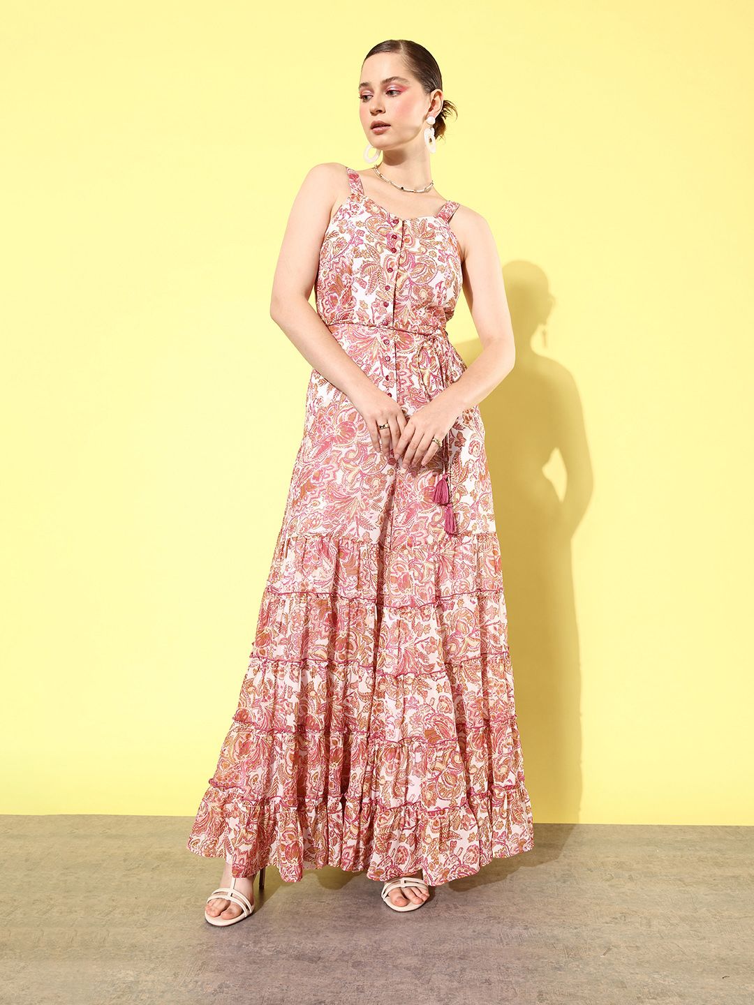 QUIERO Printed Waist Tie-Ups Basic Jumpsuit