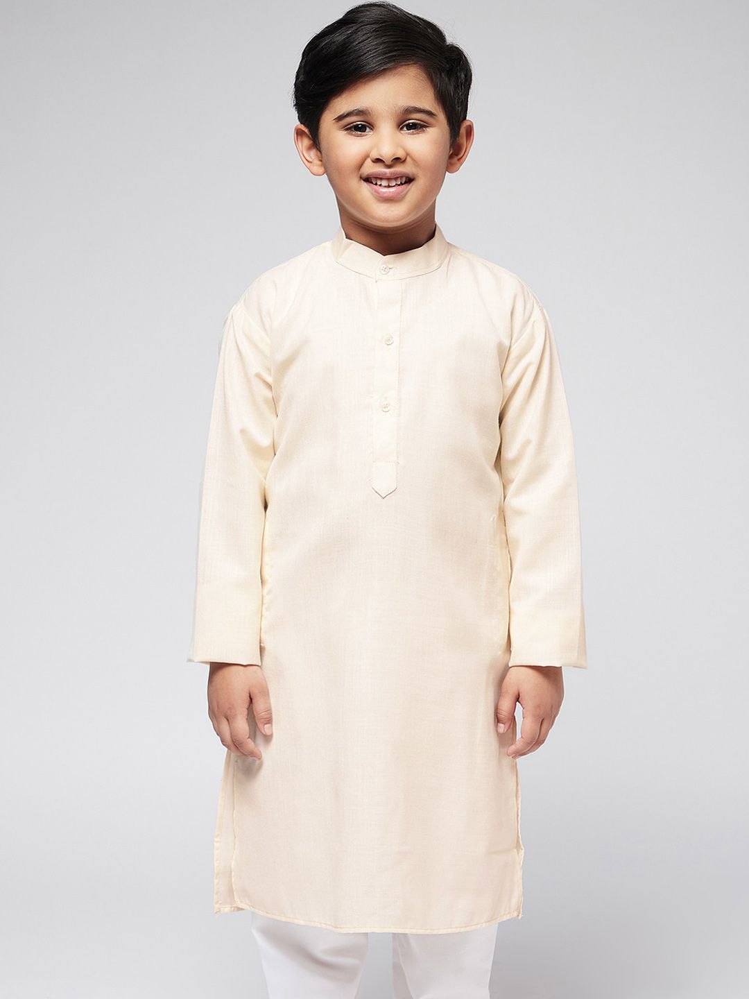 SOJANYA Boys Cream-Coloured Thread Work Kurta