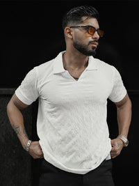Powerlook Men Self Design Polo Collar T-Shirt
