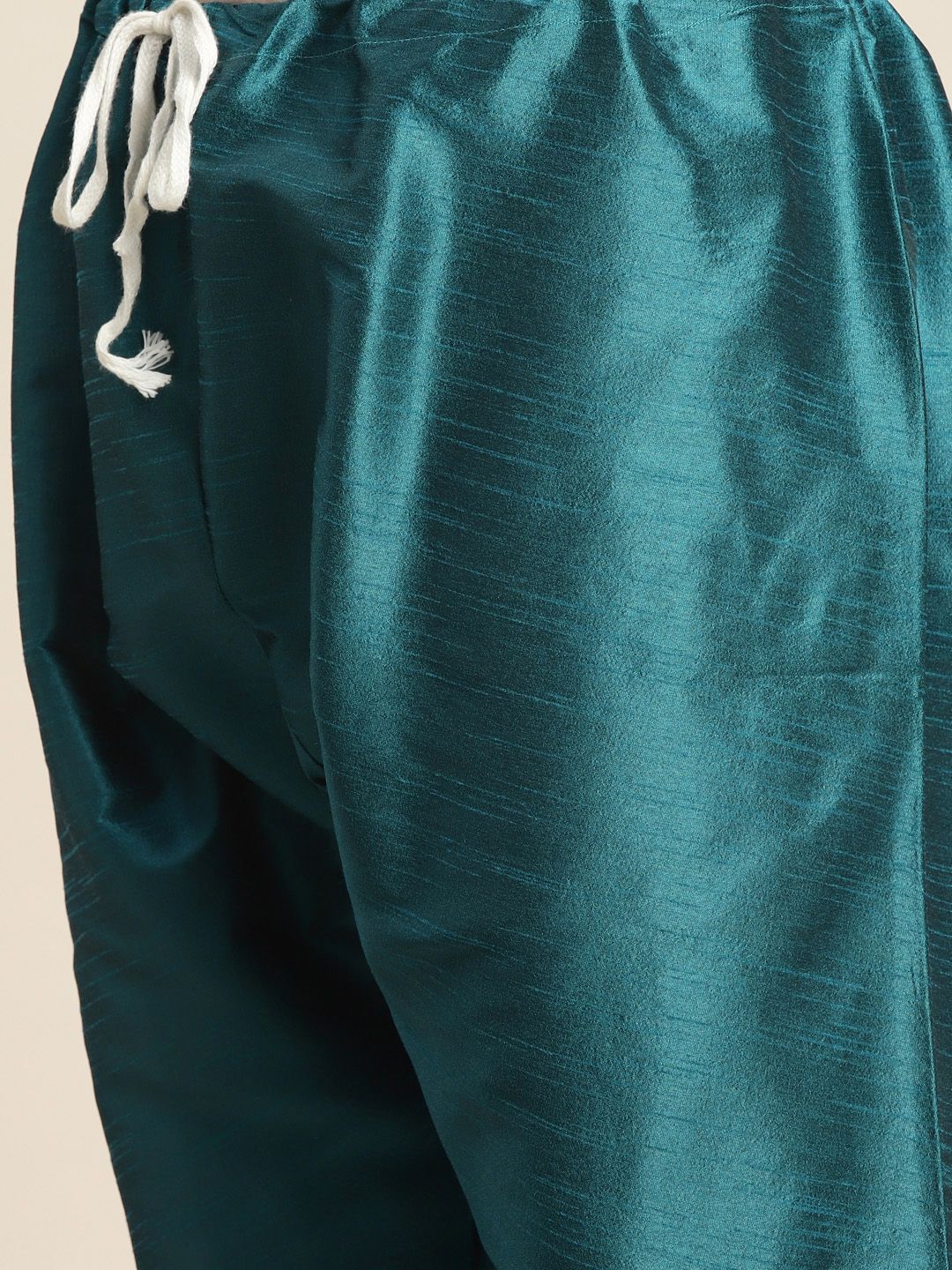 SOJANYA Men Teal Ethnic Motifs Embroidered Thread Work Kurta with Churidar