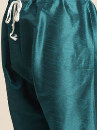 SOJANYA Men Teal Ethnic Motifs Embroidered Thread Work Kurta with Churidar