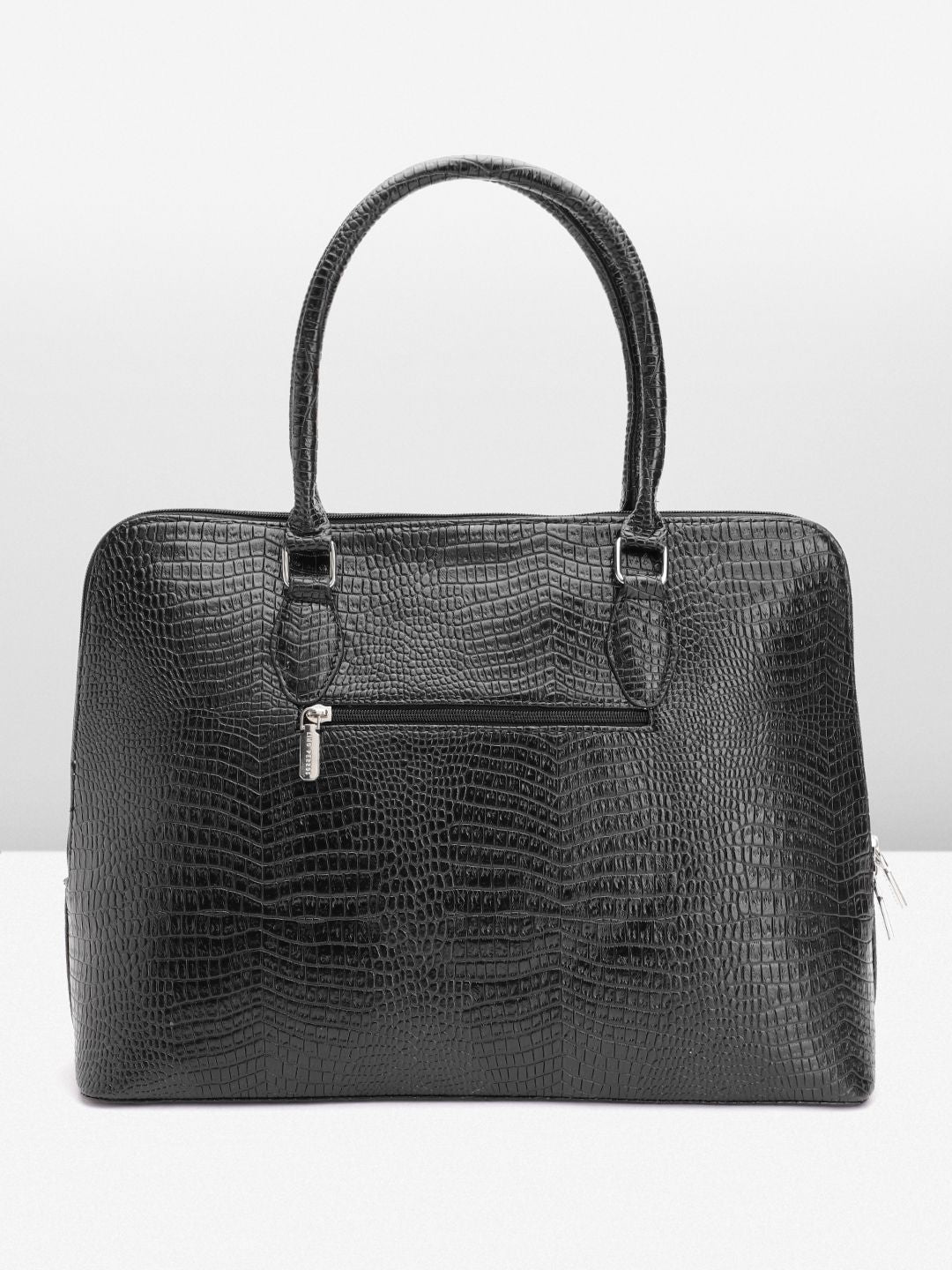 Lino Perros Women Croc Textured Structured Laptop Shoulder Bag