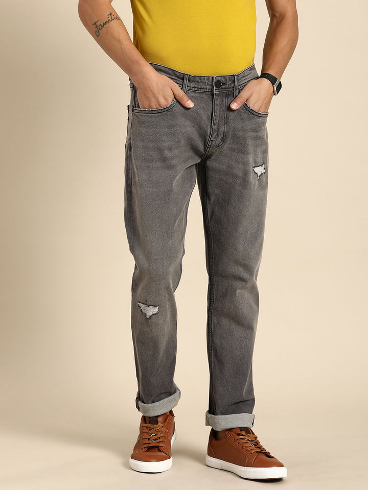 Being Human Men Slim Fit Mildly Distressed Light Fade Stretchable Jeans
