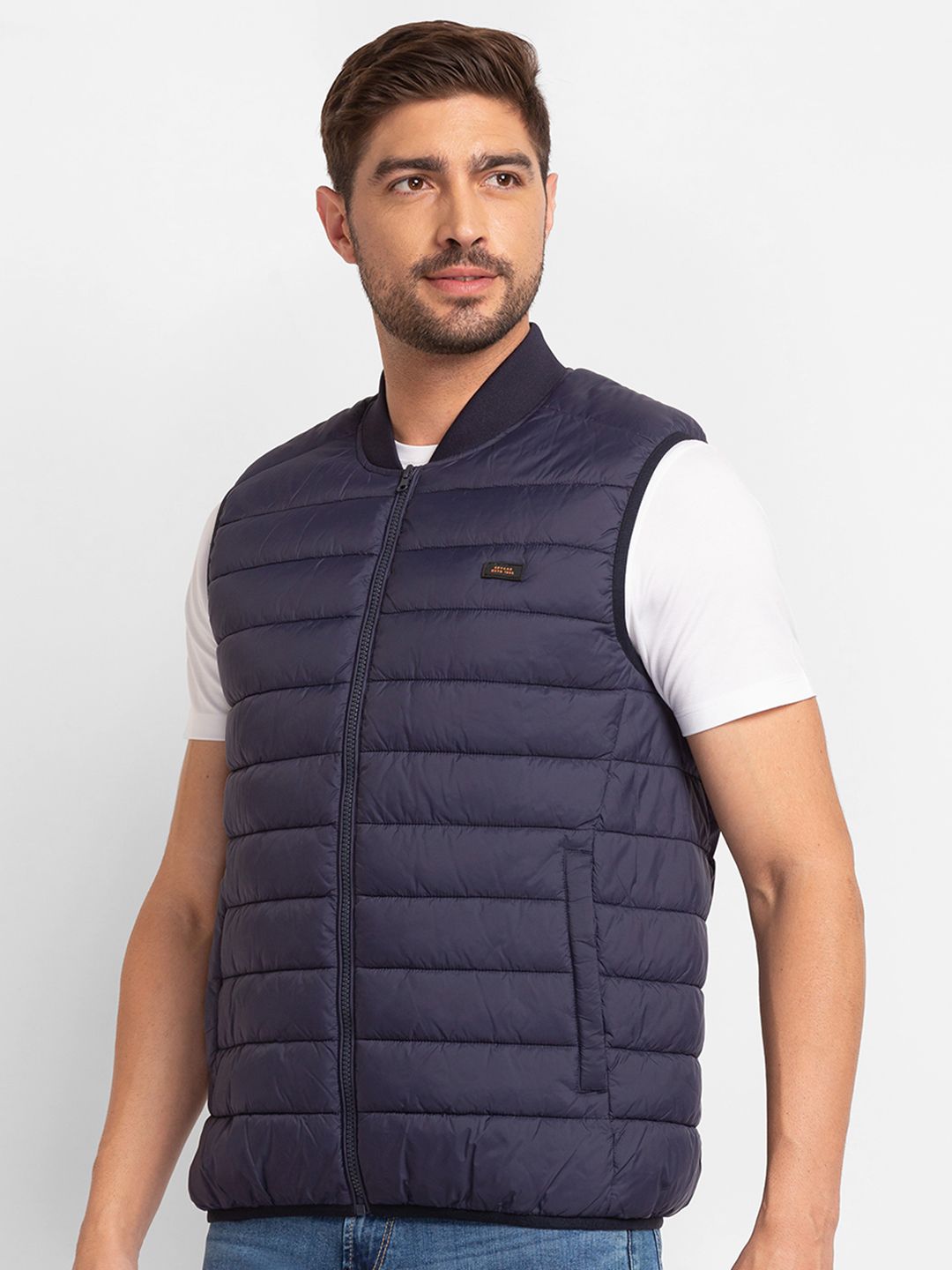 SPYKAR Solid Stand-Collar Puffer Jacket