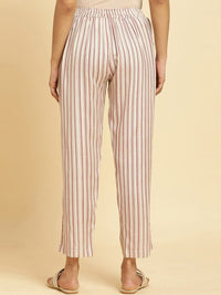 W Women Striped Straight Fit Mid Rise Plain Parallel Trousers