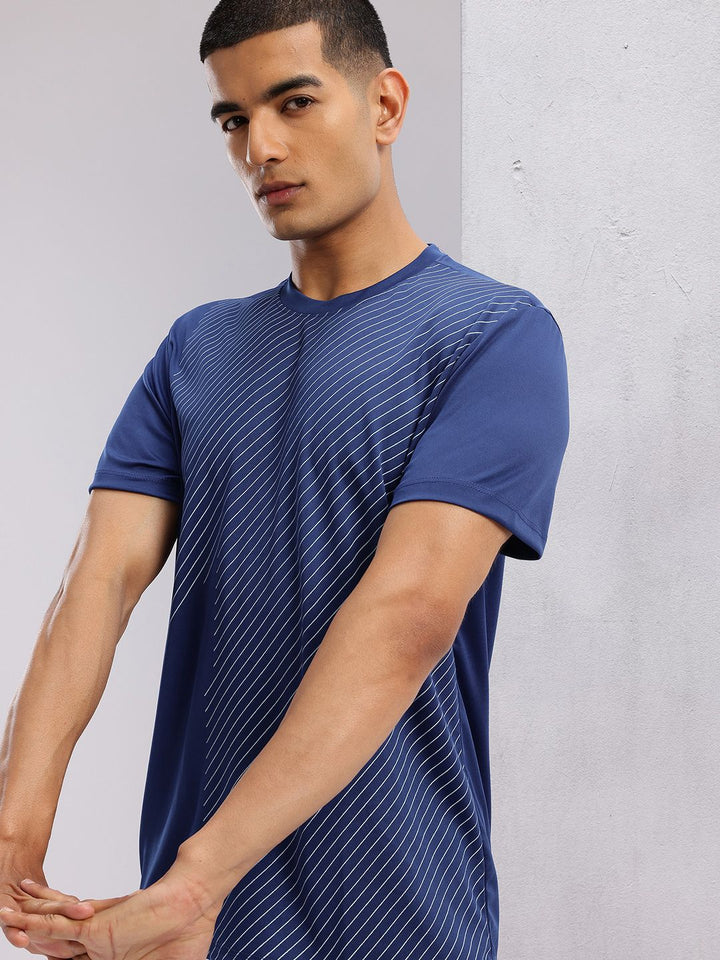 HRX by Hrithik Roshan Striped Rapid-Dry Training T-shirt
