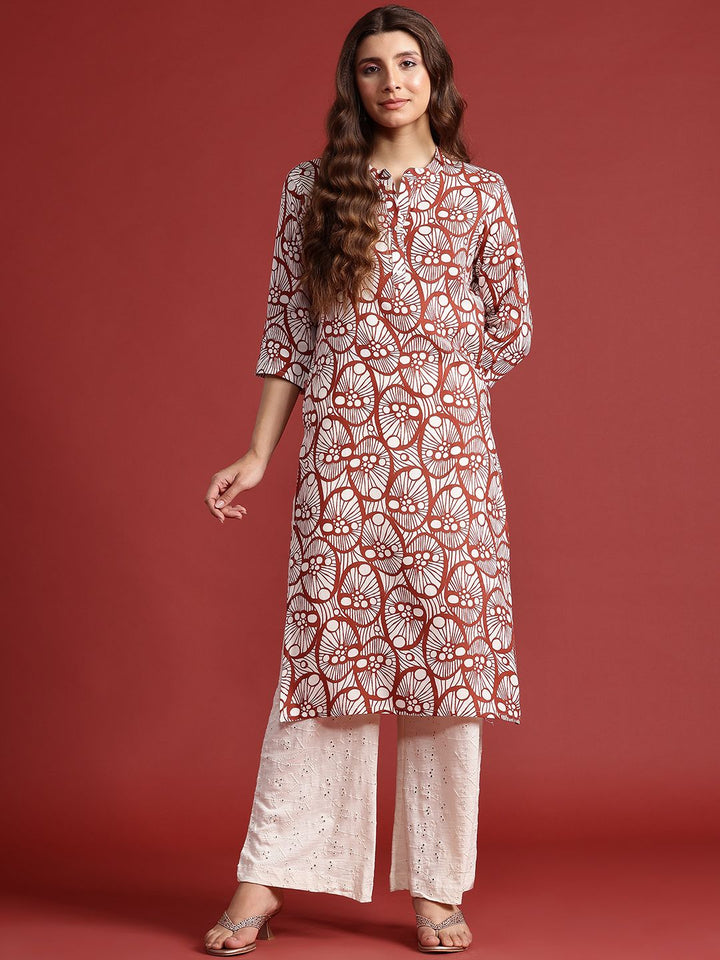 Anouk Ethnic Motifs Printed Mandarin Collar Straight Kurta
