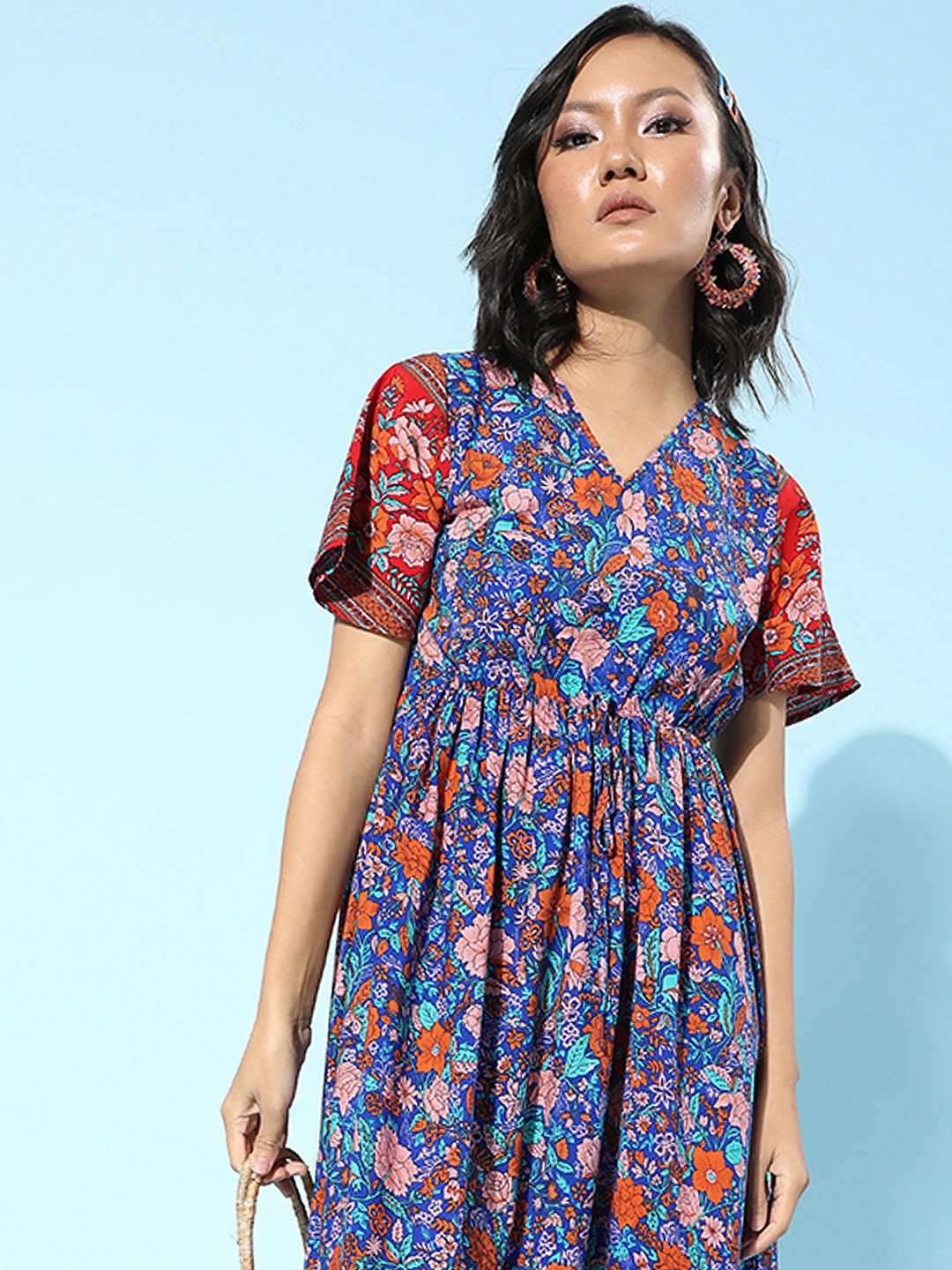 Berrylush Women Stunning Blue Floral Fantasy Dress
