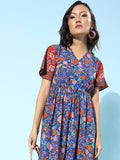 Berrylush Women Stunning Blue Floral Fantasy Dress