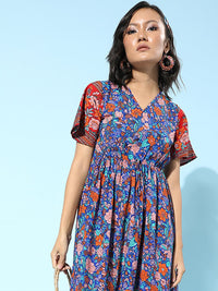 Berrylush Women Stunning Blue Floral Fantasy Dress