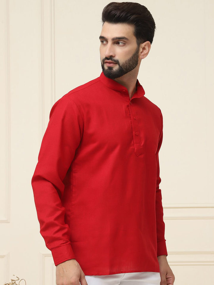 SOJANYA Lelaki Merah Solid Kurta Lurus
