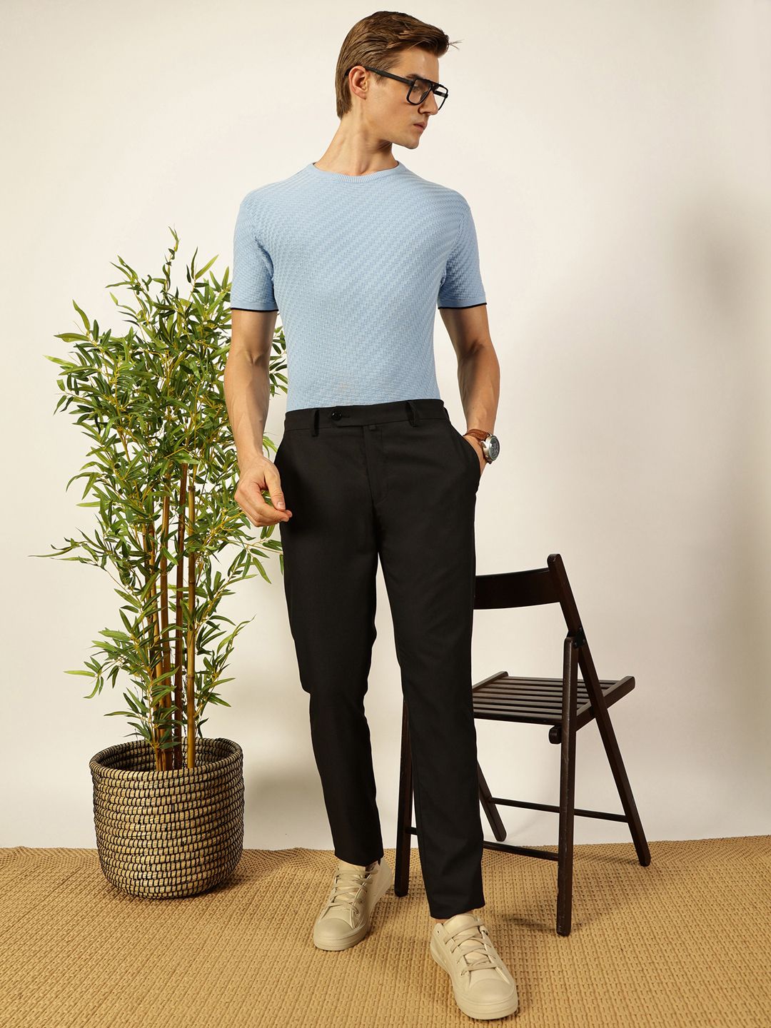 Thomas Scott Men Knit Textured Round Neck T-shirt