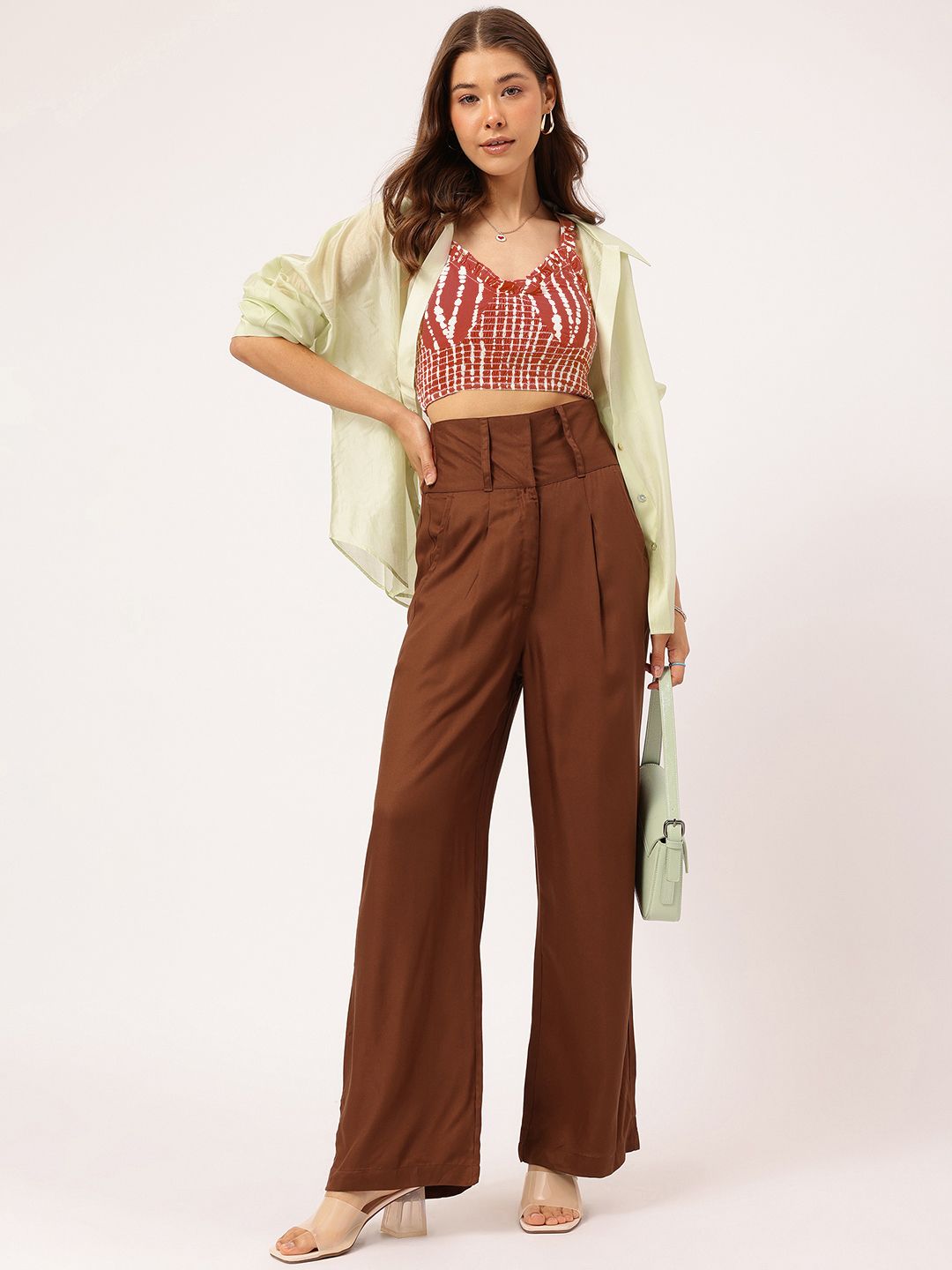 DressBerry Women Flare Flair Wide Waistband Trousers