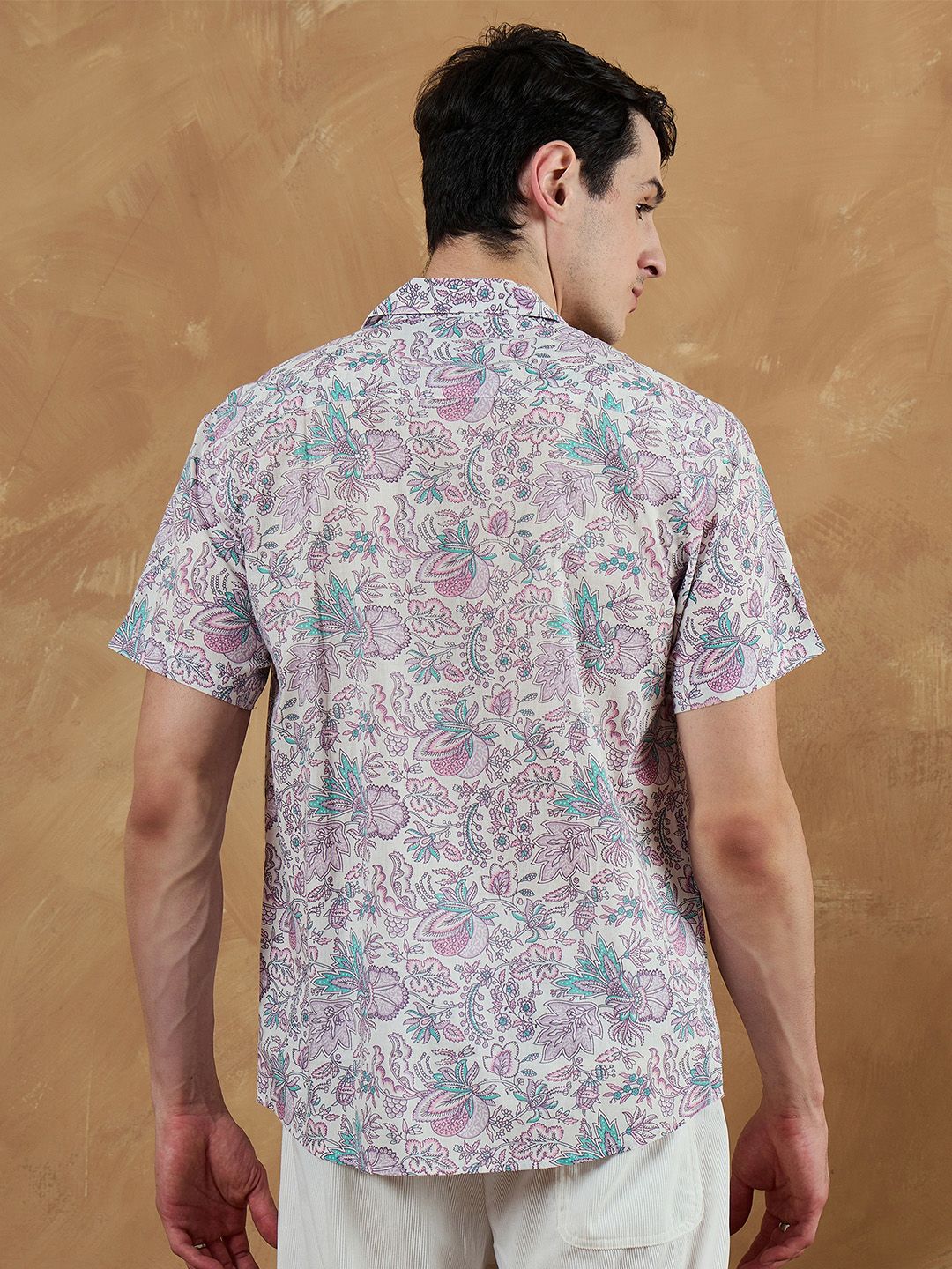 DENNISON Men White Regular Fit Floral Printed Casual Shirt