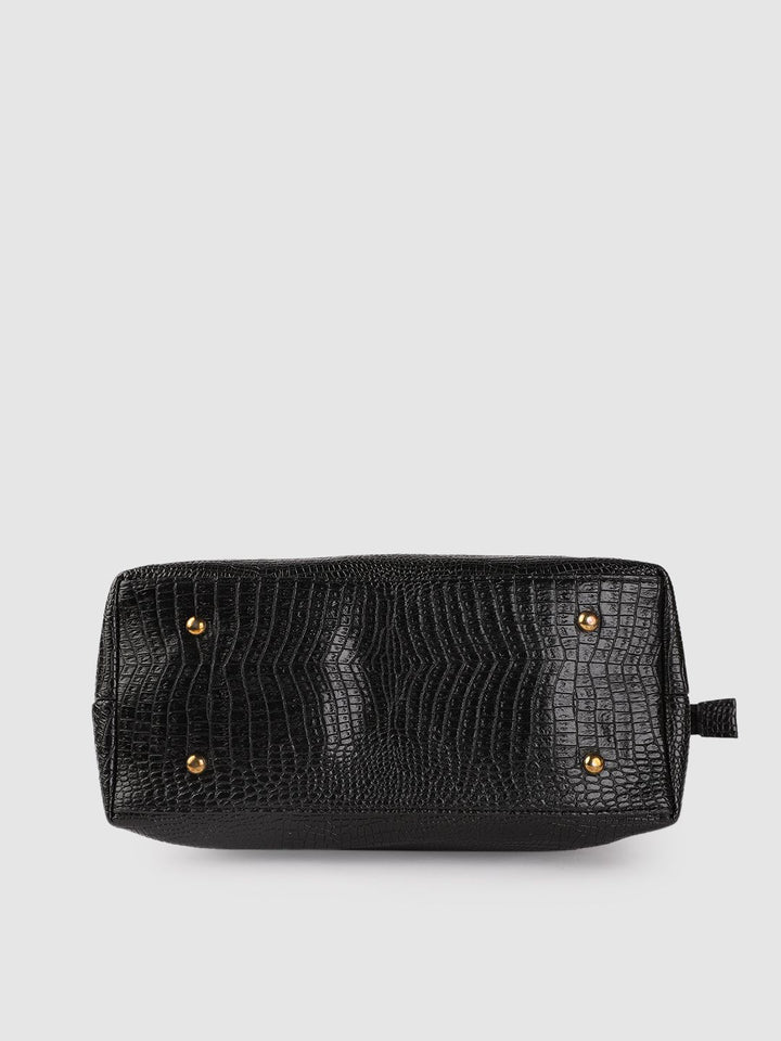 Lino Perros Black Croc Textured Handheld Bag