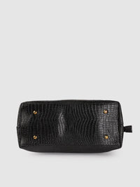 Lino Perros Black Croc Textured Handheld Bag