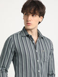 THE BEAR HOUSE Tailored Fit Long Sleeves Spread Collar Cotton Opaque Striped Formal Shirt