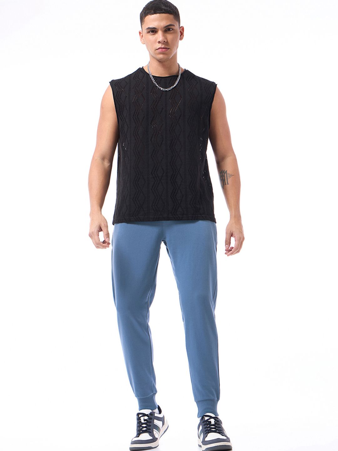 Bewakoof Men Blue Solid Joggers