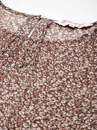 all about you Micro Ditsy Print Puff Sleeve Sheer Top