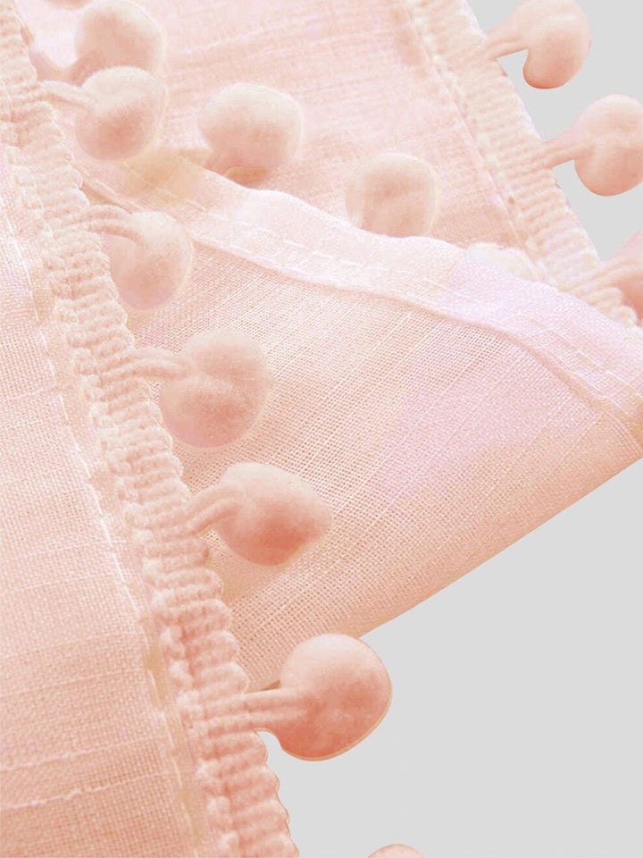 URBAN SPACE Pink 2 Pieces Linen Sheer Long Door Curtain