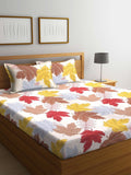 Myntra Elegant Homes White & Red Floral 300 TC King Cadar dengan 2 Sarung Bantal