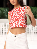 DressBerry Blush & Bold Printed Side Bows Crop Top